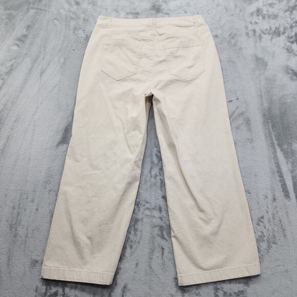 Old Navy Pants Womens 14 Beige Khaki Extra High Rise Wide Leg Crop Ankle Stretch - Picture 3 of 12
